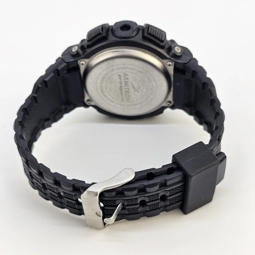 Armitron Pro Sport Digital Watch Men 48MM Day Light Black Plastic Bands Working